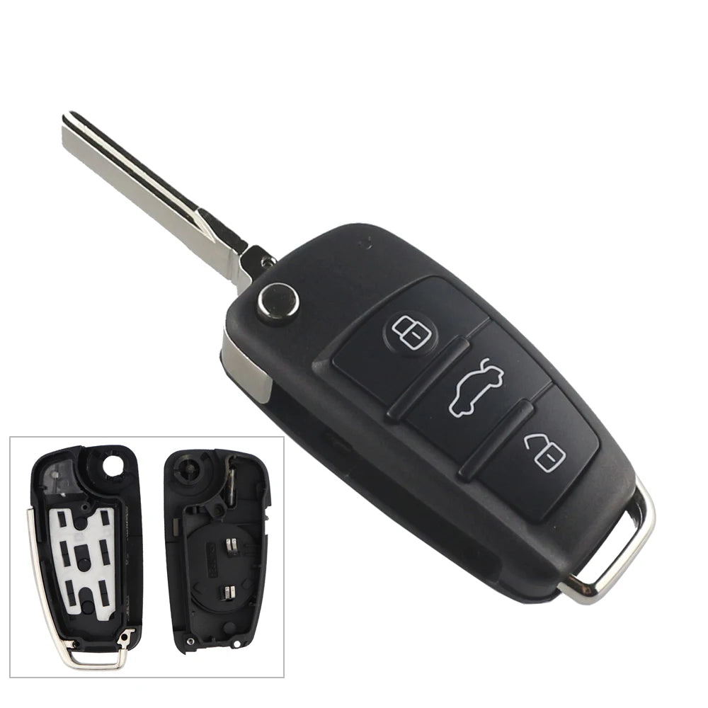 High-Quality 315/433Mhz Audi Remote Car Key ID48 for Q7 B7 Q3 A3 TT A2 A8 A6 A6L A4 S5 C5 C6 B6 A4L A5 Q5 S RS Models - Uncut Blade, No Logo Only Key Shell