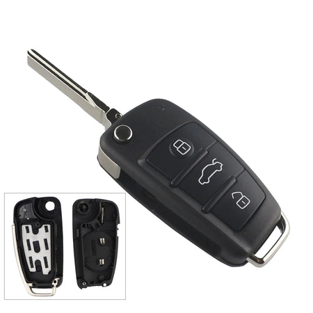 High-Quality 315/433Mhz Audi Remote Car Key ID48 for Q7 B7 Q3 A3 TT A2 A8 A6 A6L A4 S5 C5 C6 B6 A4L A5 Q5 S RS Models - Uncut Blade, No Logo Only Key Shell