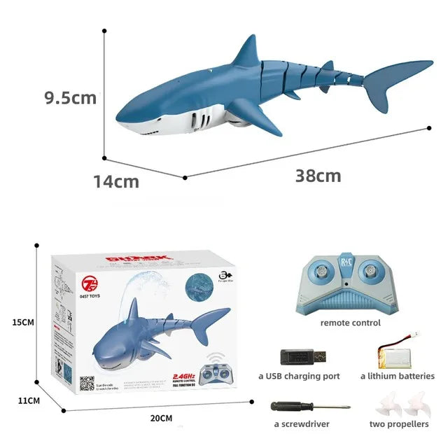 RC Shark Toy &ndash; 2.4G Remote Control Waterproof Bath Fun blue shark spray