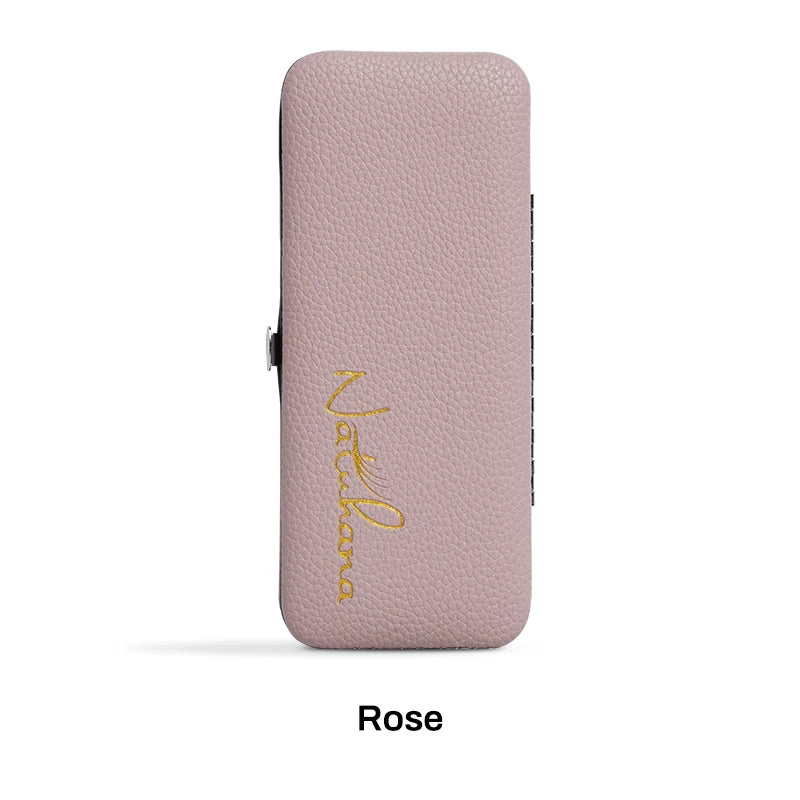 NATUHANA Eyelash Tweezers Set with Elegant Storage Case Rose