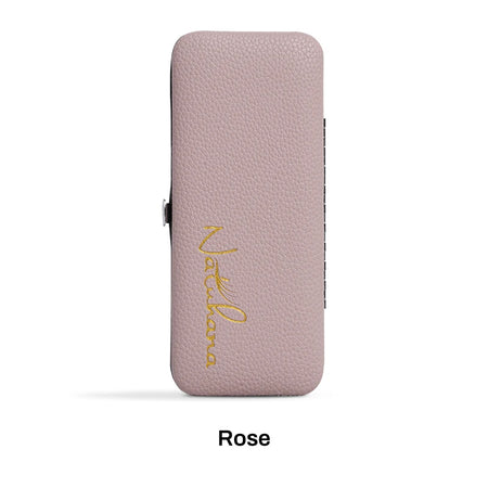 NATUHANA Eyelash Tweezers Set with Elegant Storage Case Rose