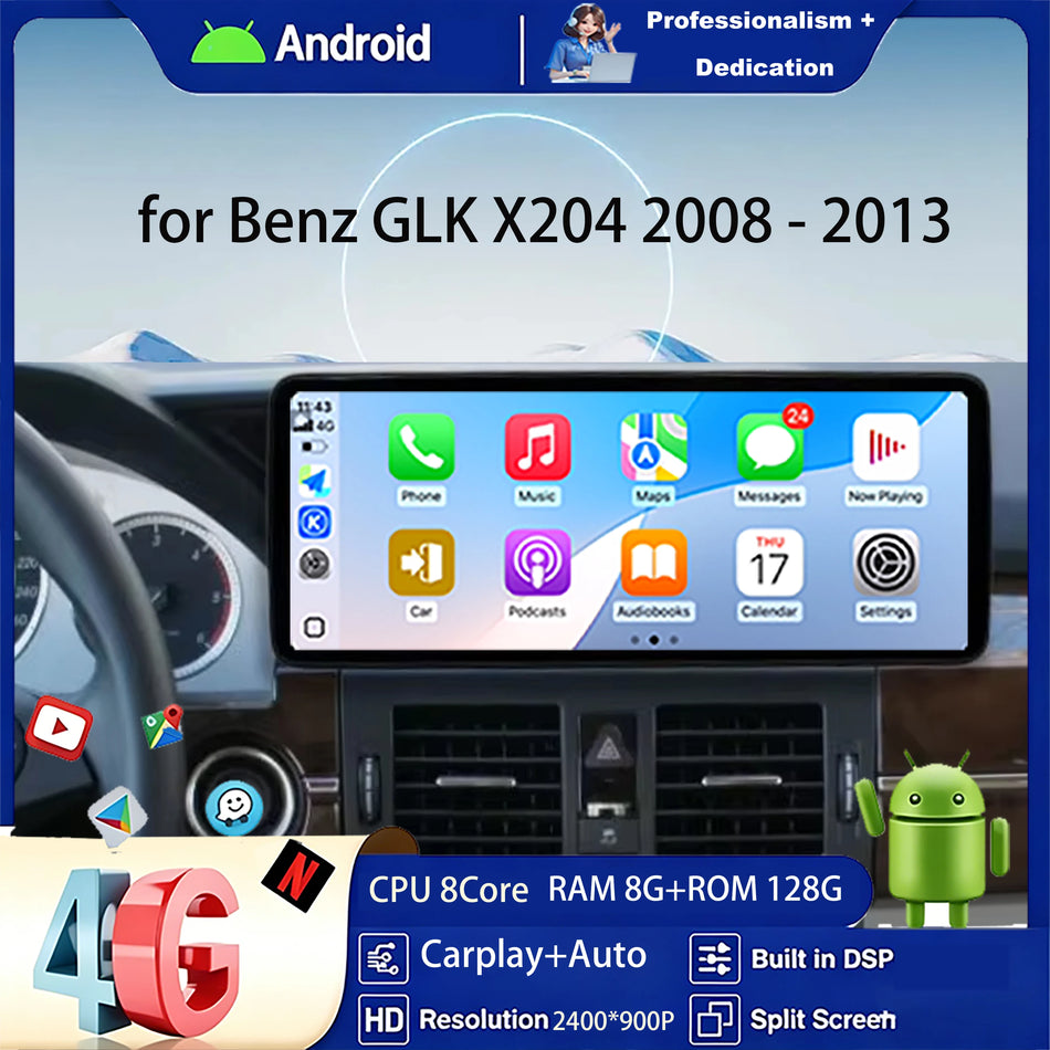 Radio auto Android 16 pentru Mercedes Benz GLK X204 cu ecran tactil de 12,3 inci GPS NAVI