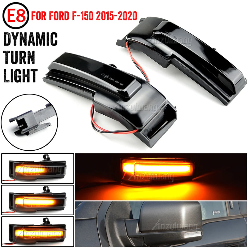 Smoked Dynamic LED Turn Signal Lights for Ford F-150 F150 2015-2020