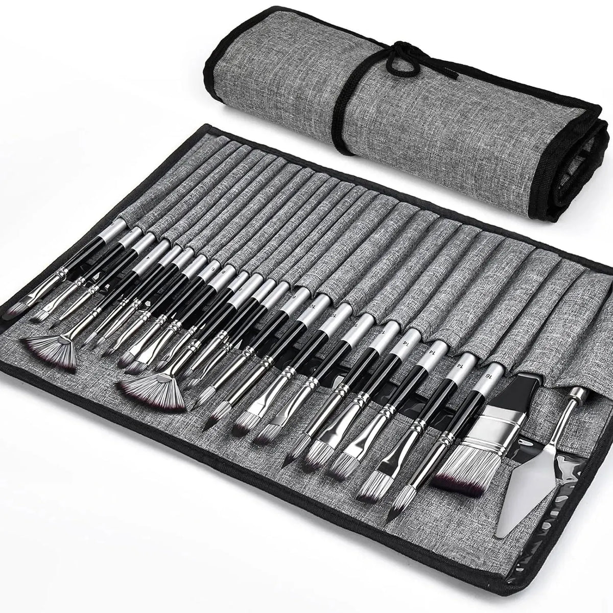 Acrylic Oil Paint Brushes Set 24 PCS &ndash; Wooden Handles