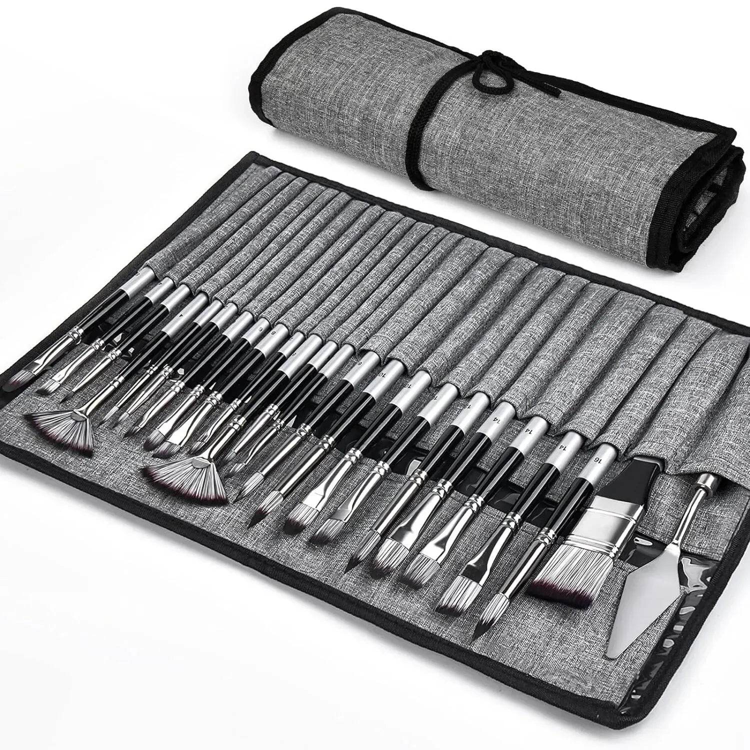 Acrylic Oil Paint Brushes Set 24 PCS &ndash; Wooden Handles