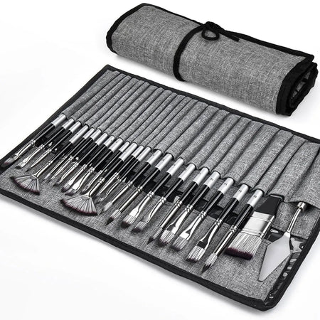 Acrylic Oil Paint Brushes Set 24 PCS &ndash; Wooden Handles