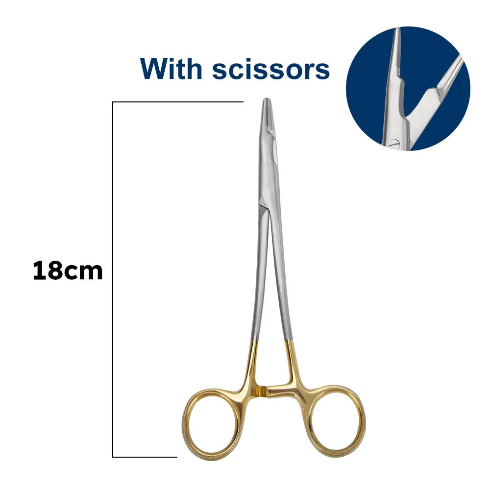 Veterinary TC Needle Holder - Reusable Stainless Steel 18cm With cutting