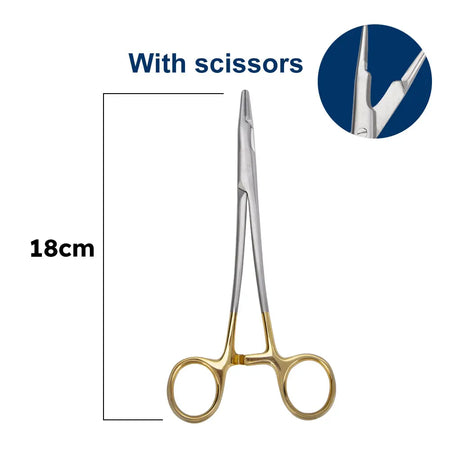 Veterinary TC Needle Holder - Reusable Stainless Steel 18cm With cutting