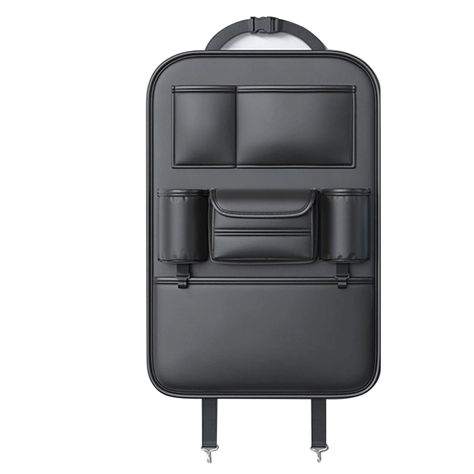 Car Back Seat Organizer with PU Leather, Space-Saving Storage, Kick Mat