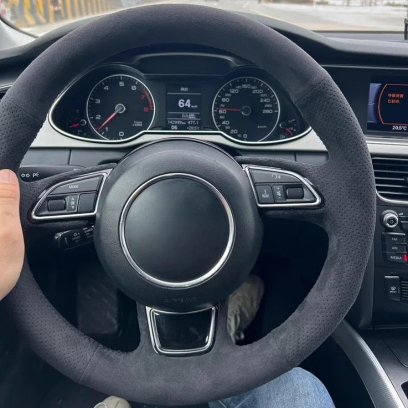 Capa em pele de camurça para volante para Audi A1 A3 A4 A5 A6 A7 A8 Q3 Q5 2012-2017