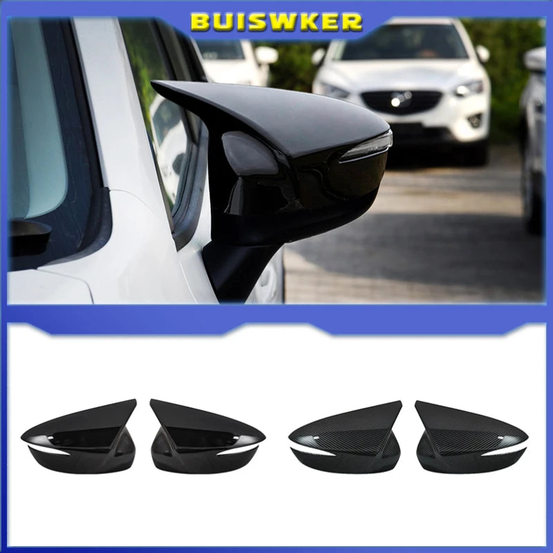 2бр. Капачки за огледала от рог на вола черен карбон за Mazda CX3 CX4 CX5