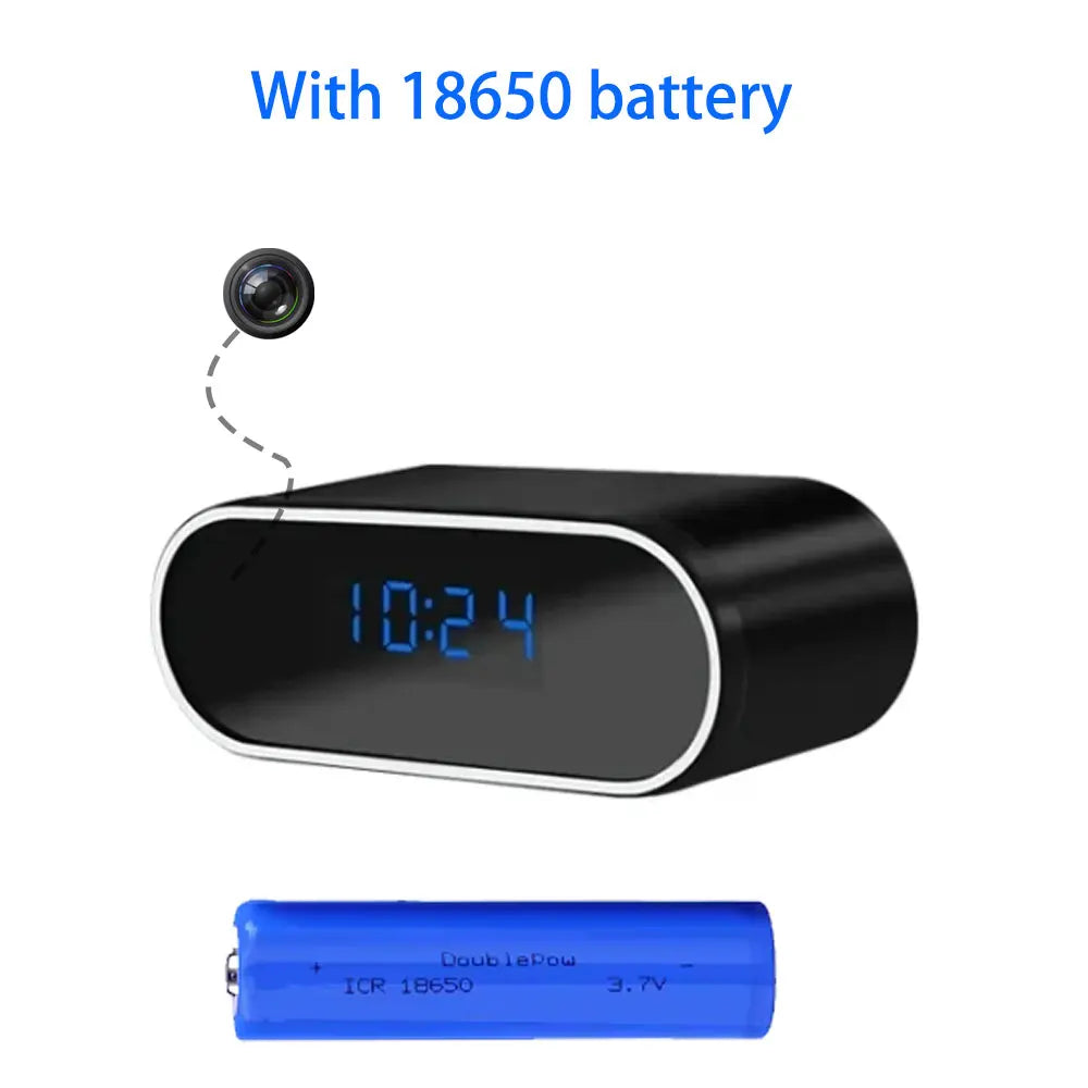Mini Camera Clock 1080P &ndash; Wireless Wifi Control with Night Vision 18650 battery / Camera with 64GB / CHINA