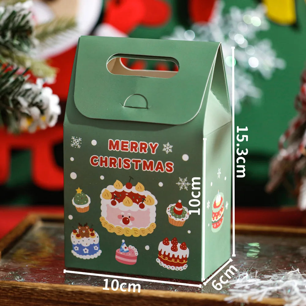 10pcs Colourful Christmas Gift Bags for Biscuits &amp; Treats Green (cake) / 10pcs