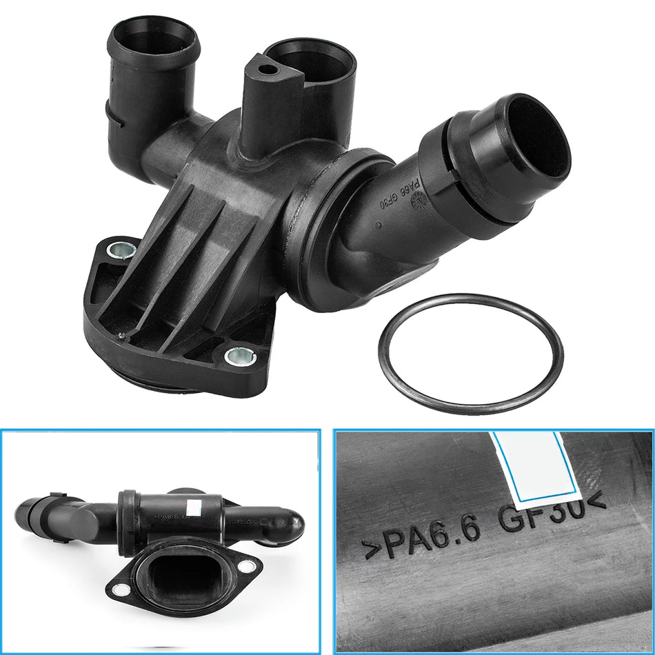 Engine Coolant Thermostat for Audi A4 B7 A6 C6 TT 2.0 TFSI Metal And Plastic Housing