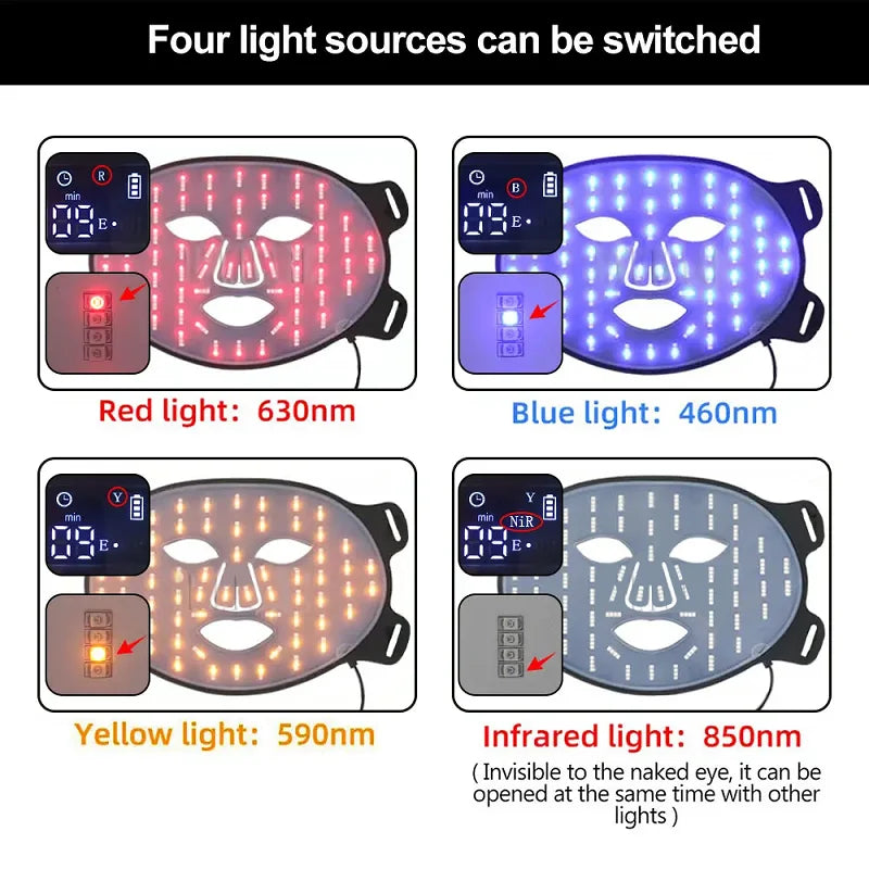 LED Mask With 240 LEDs, Silicone, Infrared Red Light Therapy For Face And Neck