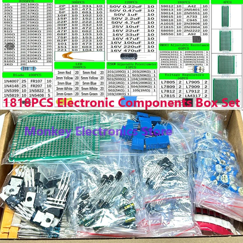 1818pcs Electronic Components DIY Kit &ndash; Comprehensive Versatility for Electronics Projects CHINA