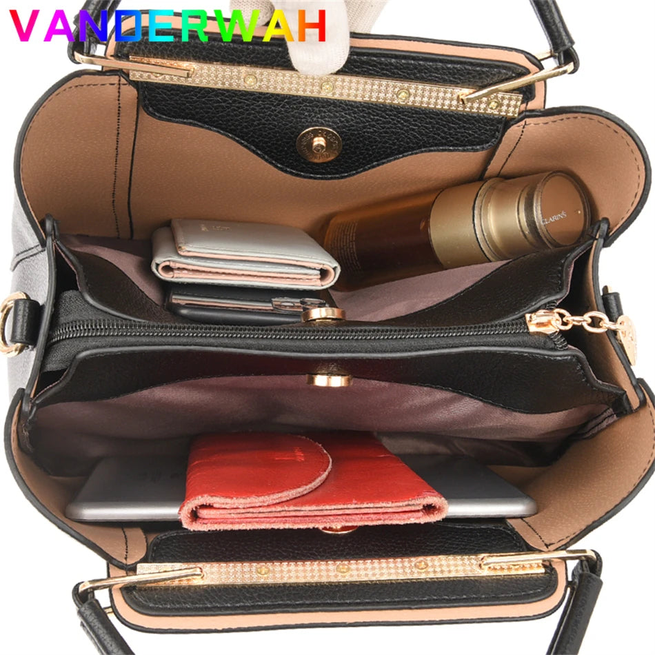 VANDERWAH Soft Leather Luxury Tote Handbag for Women