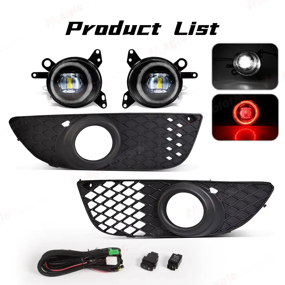 Fog Lights For Mitsubishi Lancer 2008 2009 2010 2011 2012 2013 Fog Lamp Harness Switch Front Driving Bumper Grille Super Bright by InterCyprus Trading Ltd