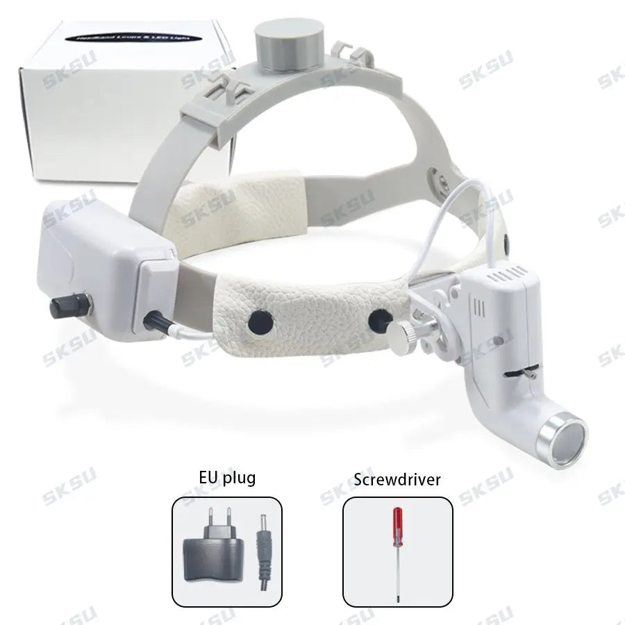ENT Dental Headlamp 5W LED Lamp &ndash; 180 Deg Beam For Loupes WHITE / Ivory / US