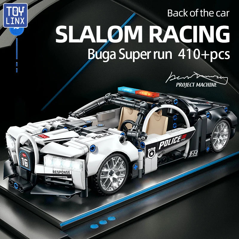 ToylinX 1 18 Policijos Automobilio Statybinis Blokų Modelis 410 Detalių Vaikams