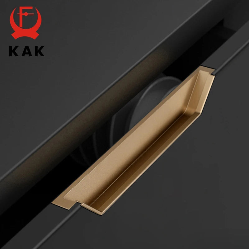 Siyah Gömülü Dolap Kolu Gizli Kayar Kapı Çekme 220mm