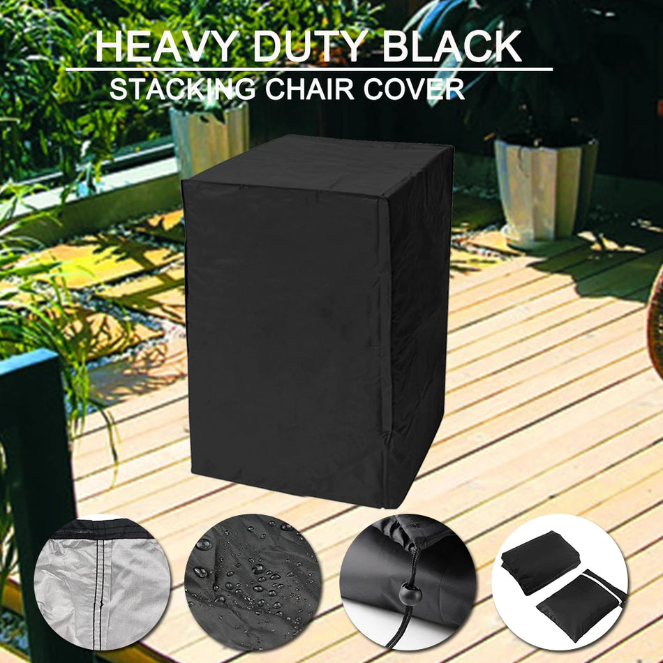 Copertura per sedia Oxford 190T nera impilabile da patio impermeabile