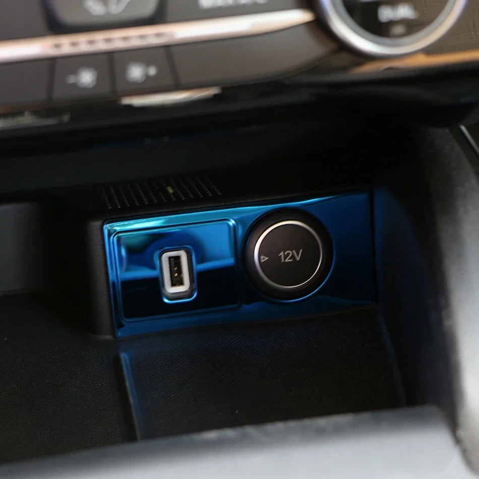 Interior Front Cigar Lighter Panel Trim with Stainless Steel Finish for Ford Focus 2019-2021