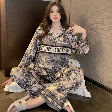 Ice Silk Pajamas Set for Women - Luxury Homewear | Spring Collection