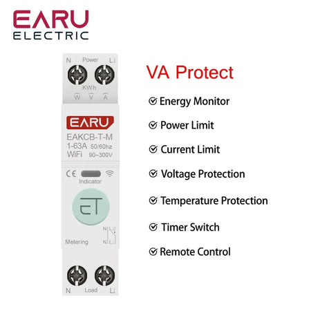 Tuya App WiFi Smart Circuit Breaker with Energy Monitoring and Remote Control