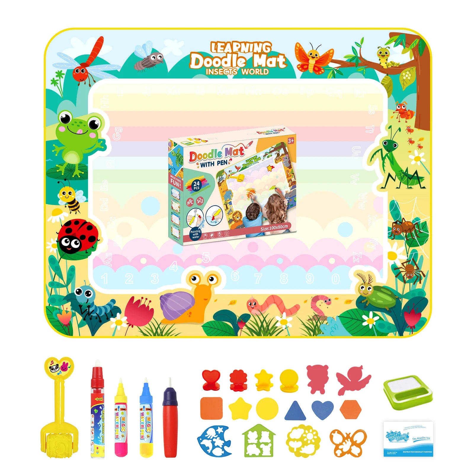 Coolplay Magic Water Drawing Mat &ndash; Reusable Educational Painting Board G 100x80CM