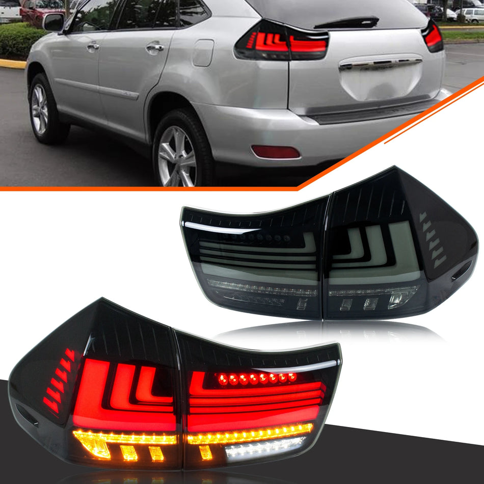 Tylne światła LED do Lexus RX330 RX350 2004-2009 Dynamiczna animacja sekwencyjnego kierunkowskazu Czarny tylny zespół lamp