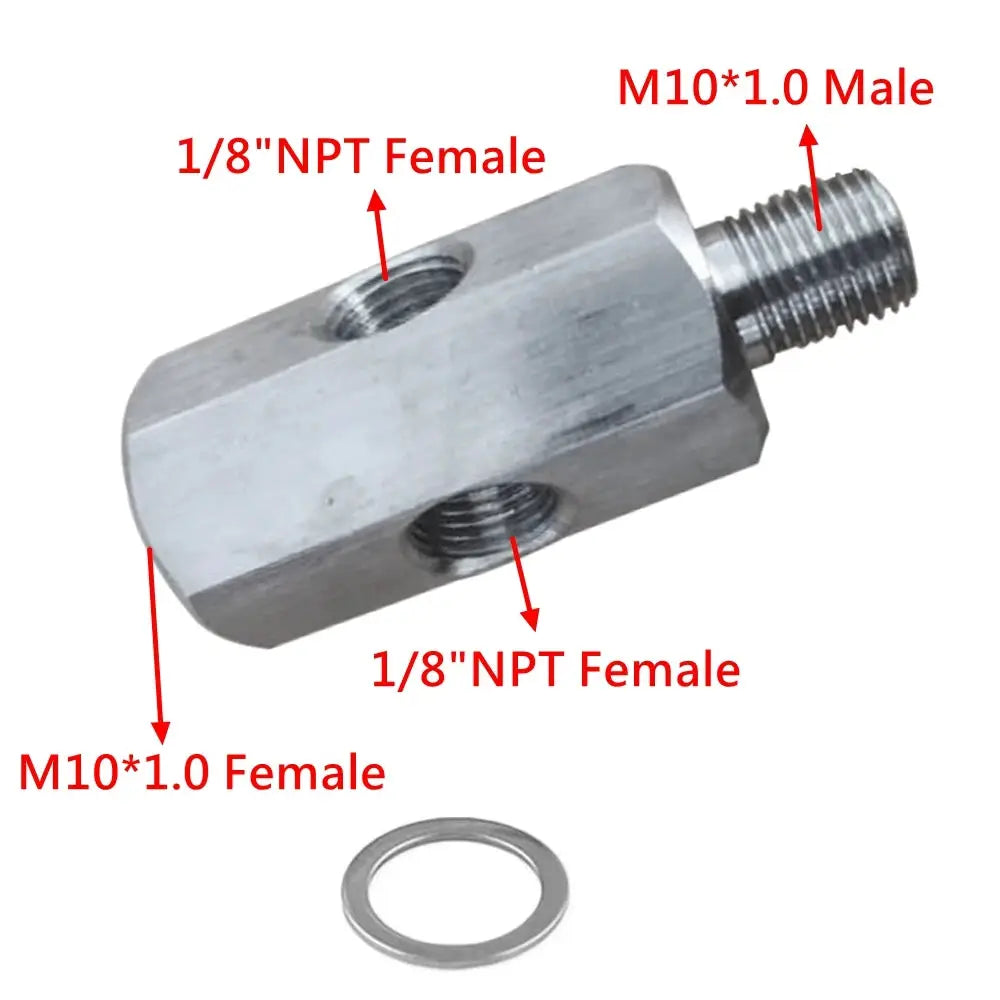 1/8'' BSPT & 1/8'' NPT & M10 Stainless Steel Oil Pressure Sensor Connector Joint to NPT Tee Adapter Turbo Accessories Adapter by InterCyprus Trading Ltd