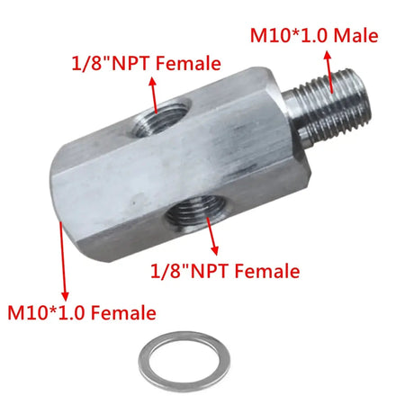 1/8'' BSPT & 1/8'' NPT & M10 Stainless Steel Oil Pressure Sensor Connector Joint to NPT Tee Adapter Turbo Accessories Adapter by InterCyprus Trading Ltd