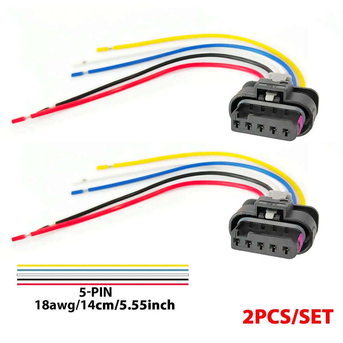 2x MAF Sensor 5 Pin Connector Harness 4F0973705 8K0973205 Pre-Wired Pigtail For VW AUDI SKODA SEAT Repair Kit by InterCyprus Trading Ltd