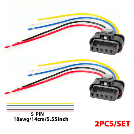 2x MAF Sensor 5 Pin Connector Harness 4F0973705 8K0973205 Pre-Wired Pigtail For VW AUDI SKODA SEAT Repair Kit by InterCyprus Trading Ltd