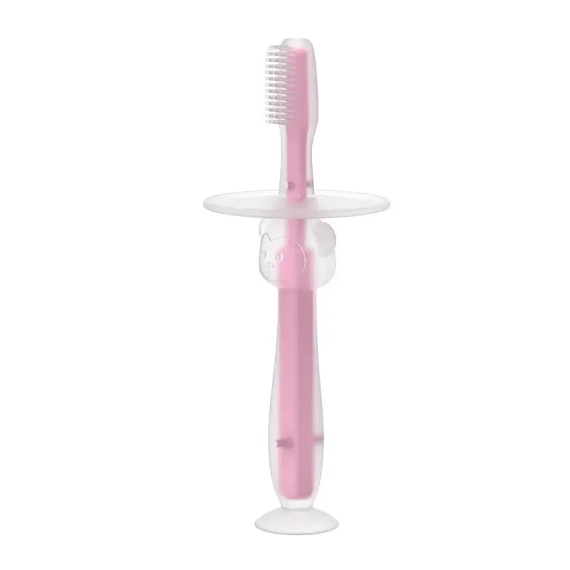 XUNYI 100% Food Grade Silicone Baby Toothbrush Teether Pink