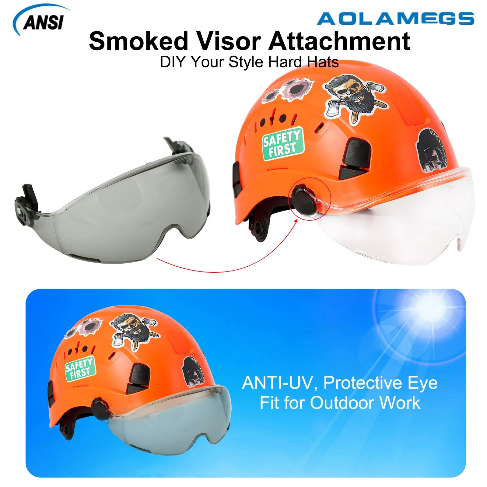 CE Safety Helmet With Goggles &ndash; Includes 50 Pcs Stickers