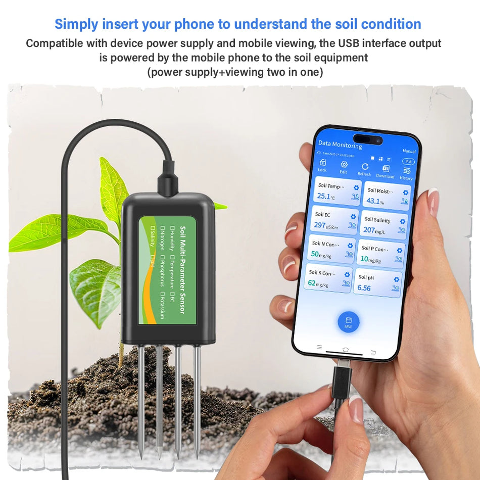 Maaperäanturi 8in1 for Agriculture with pH EC Moisture NPK Meter