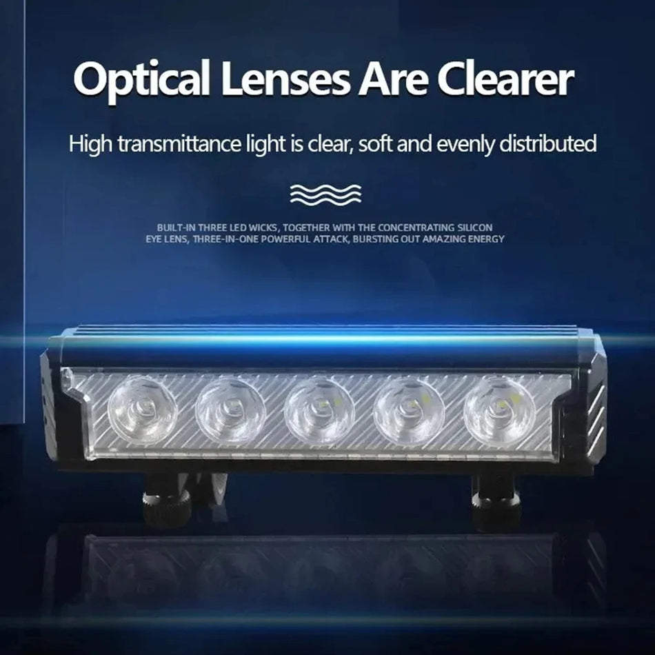 Bisiklet Ön Işığı 2800 Lümen USB Şarjlı, Alüminyum IPX5, 5 Mod