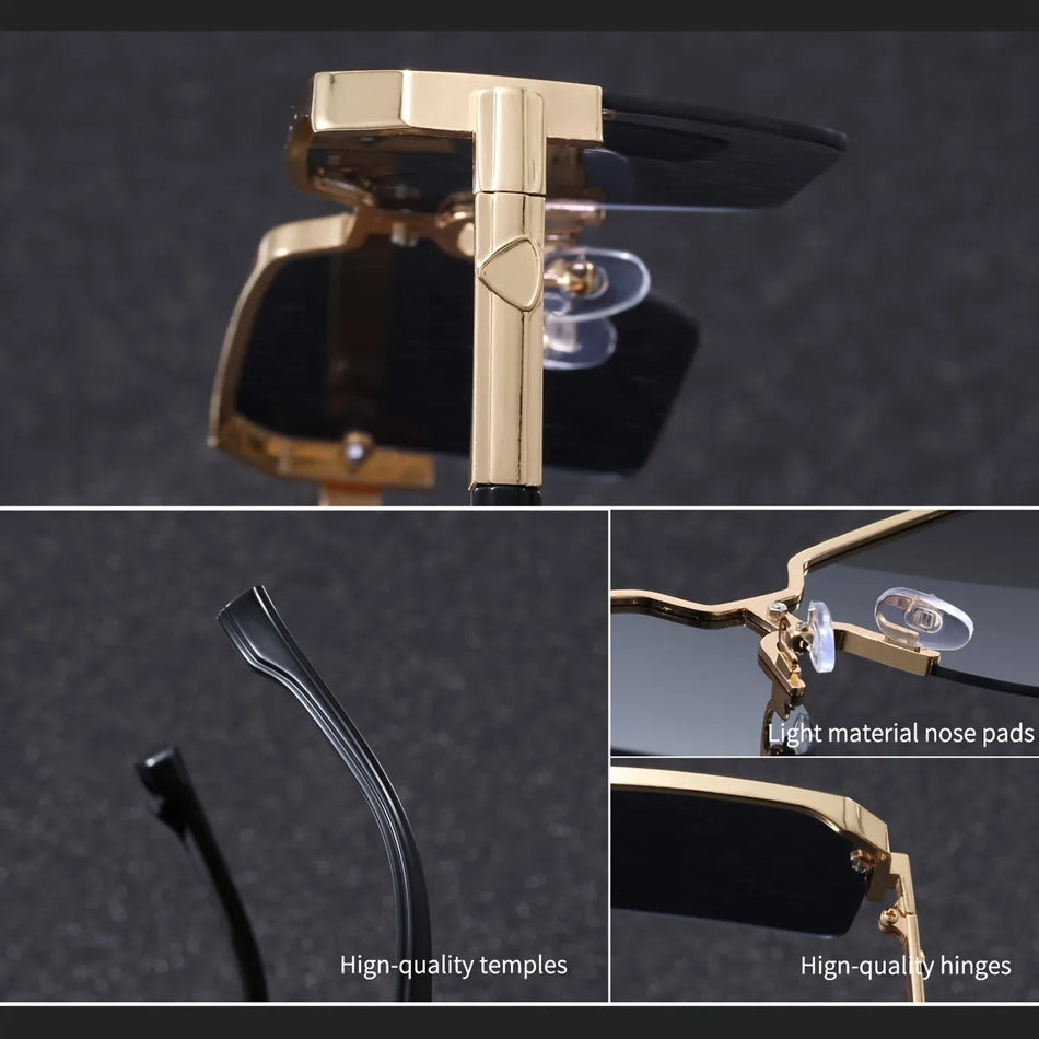 OLOIU Square Sunglasses Women - Mirror Gradient Frame