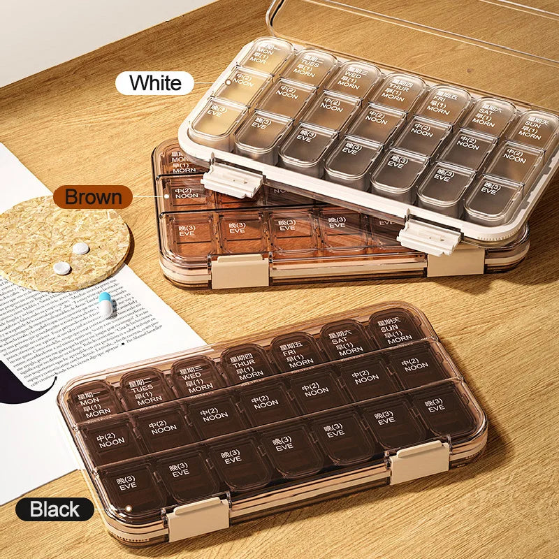Portable 21 To 28 Grids Weekly Pill Box &ndash; Seven Day Case