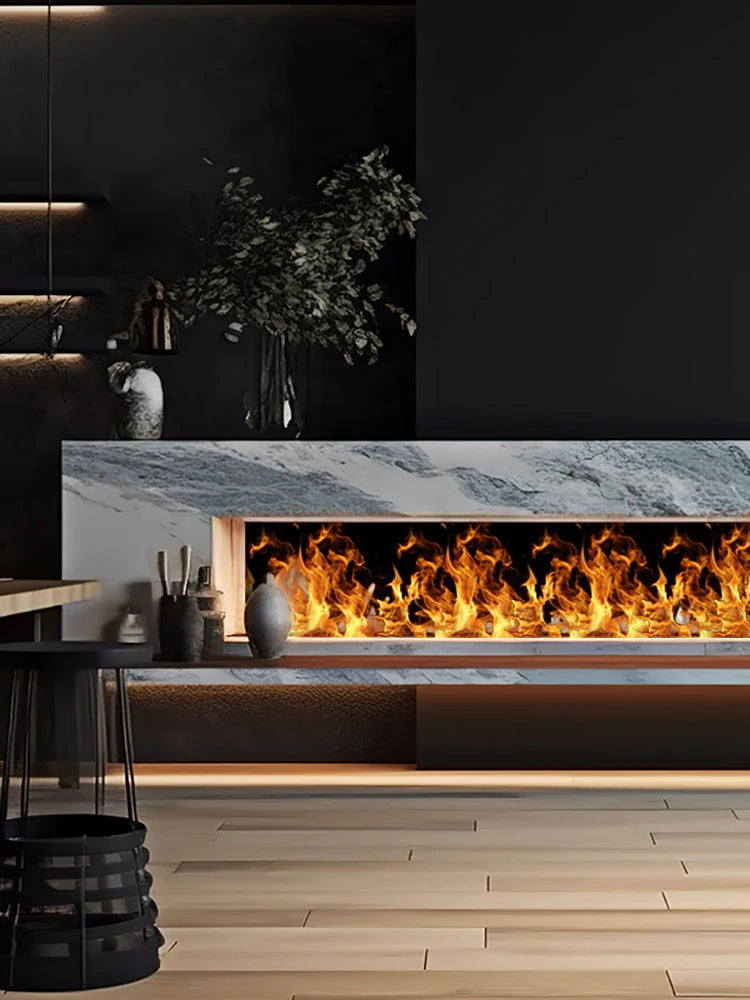 Chimenea eléctrica realista 3D con control de aplicación Tuya, llamas multicolores