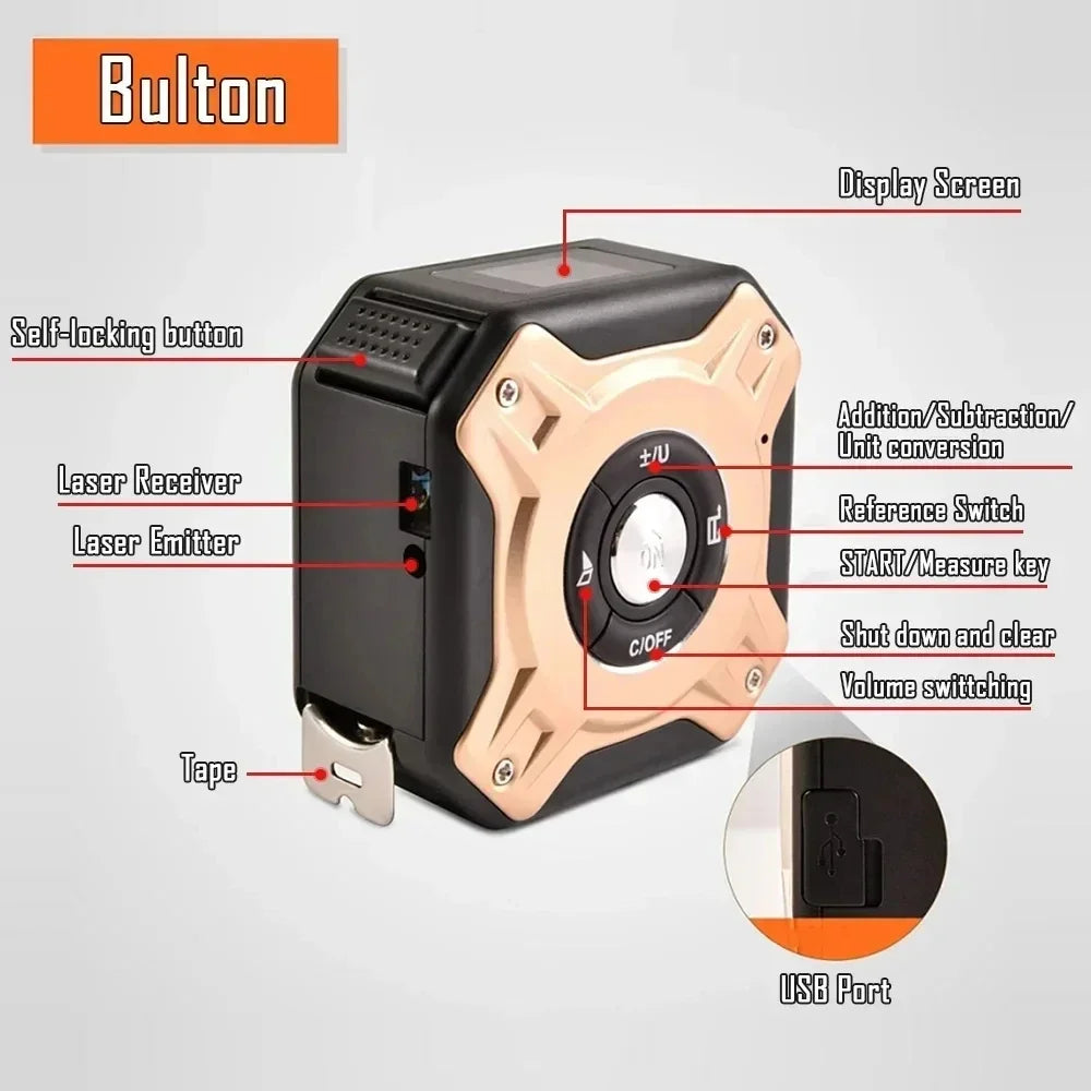 3 In 1 Laser Measuring Tool 40/60M &ndash; Dual Tape Laser