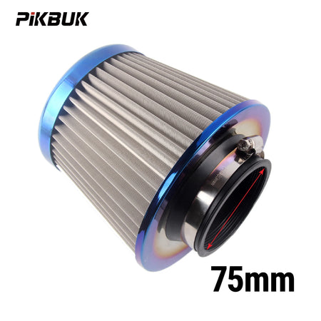 PIKBUK Universal Stainless Steel Washable Auto Air Intake System High Flow Cone Cold Air Filter 60MM 65MM 70MM 75MM by InterCyprus Trading Ltd