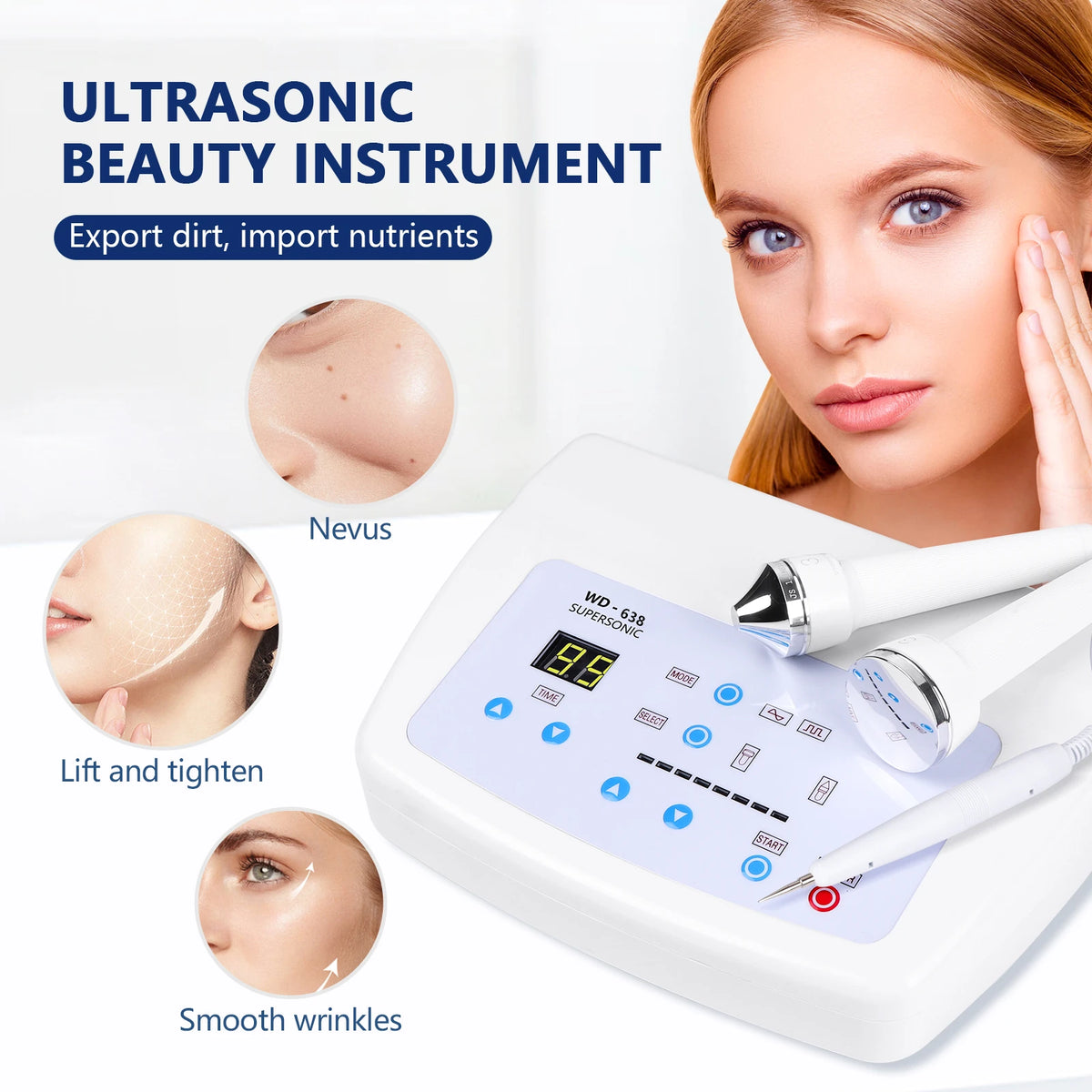 3 IN 1 Ultrasound Beauty Machine &ndash; Skin Tightening and Pore Cleansing