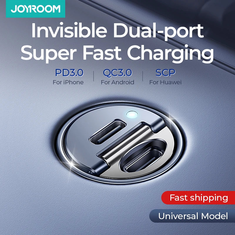 Joyroom 30W Pull Ring Car Charger - Dual Fast PD QC