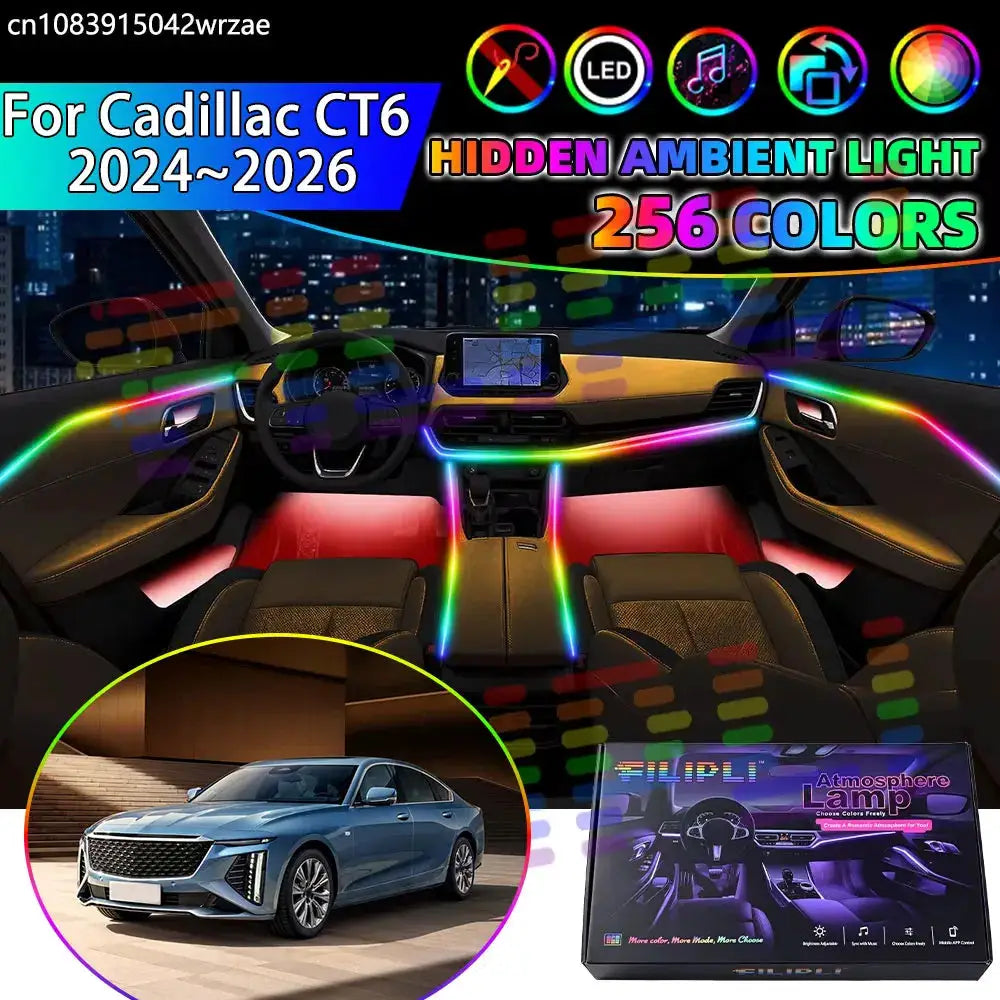 For Cadillac CT6 2024 2025 2026 MK2 O1SL-2 RGB Car Interior Ambient Lights Strips Breathing Lighting Kit App Control LED strips by InterCyprus Trading Ltd