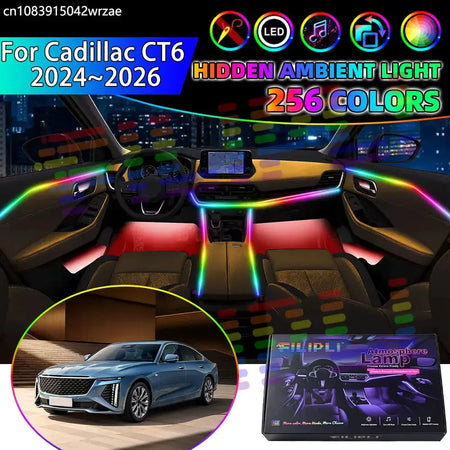 For Cadillac CT6 2024 2025 2026 MK2 O1SL-2 RGB Car Interior Ambient Lights Strips Breathing Lighting Kit App Control LED strips by InterCyprus Trading Ltd
