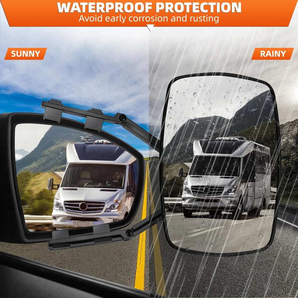 360 Rotation Tow Mirror for Caravan and Trailer with Adjustable Extension