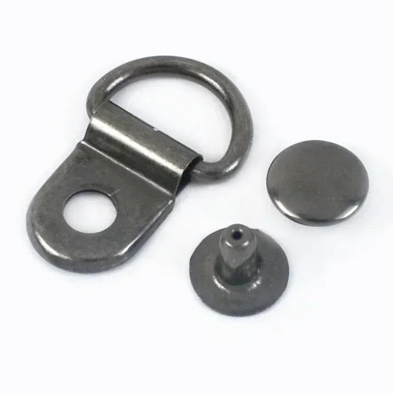 10/20/50Sets 9*14mm Metal D Ring Buckle Hiking Climbing Boots Connector Clasp Bag Strap Shoes Carabiner Installation Nails Craft 10Sets / GunBlack